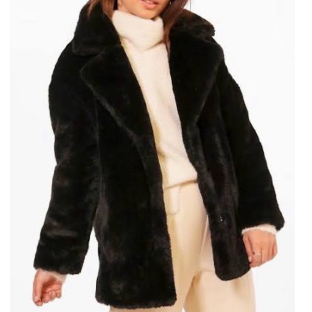 Boohoo CREAM Faux Fur Coat